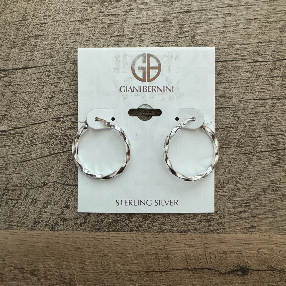 Sterling Silver Twisted Hoop Earrings